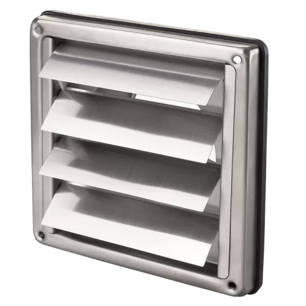 Větrací mřížka nerezová s přírubou a samotížnou žaluzií 149x149 mm, Ø 100 mm DALAP 99480