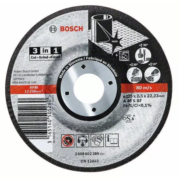 Dělicí kotouč na kov a nerez 3 v 1 A 46 S BF, 115 mm, 22,23 mm, 2,5 mm Bosch 2608602388