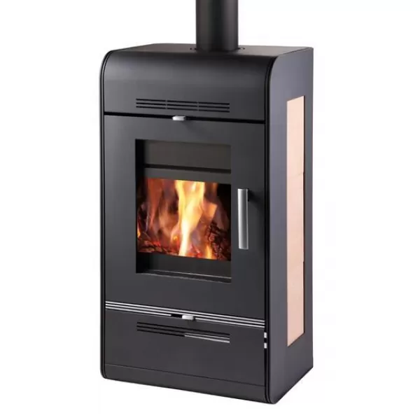 Krbová kamna s výměníkem černá, béžová dlažba Haas+Sohn ADRUS