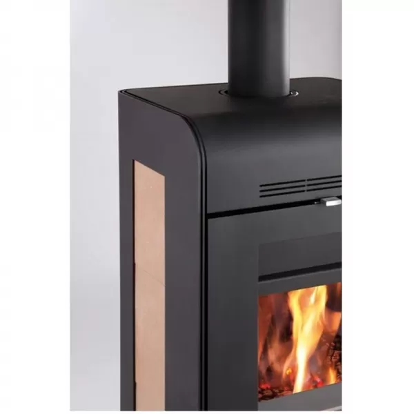 Krbová kamna s výměníkem černá, béžová dlažba Haas+Sohn ADRUS