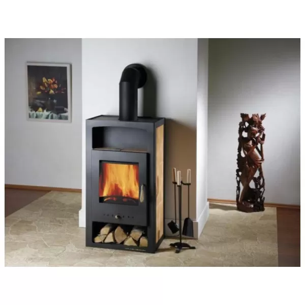 Krbová kamna s výměníkem černá, béžová dlažba Haas+Sohn ADRIA II