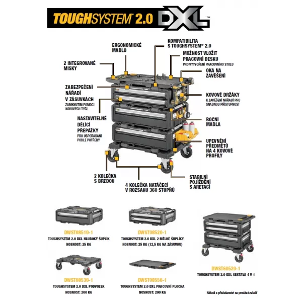 Úložný systém TOUGHSYSTEM 2.0 DXL pracovní deska DeWALT DWST08550-1