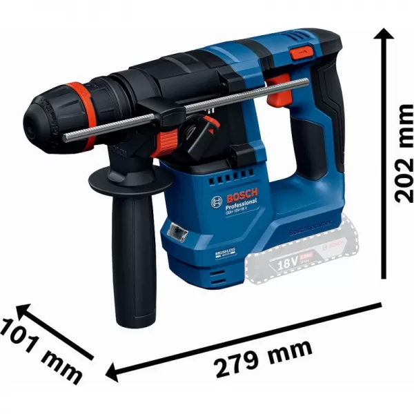 Aku vrtací kladivo 18V/2x2,0 Ah SDS-plus Bosch GBH 18V-18 X 0611927101
