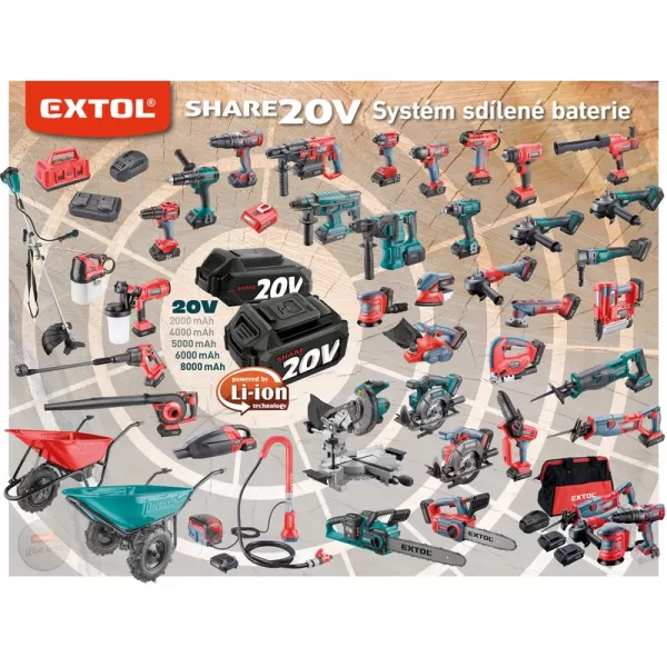 Aku úhlová bruska 20V/4,0 Ah SHARE20V 125mm BRUSHLESS Extol Premium 8891838