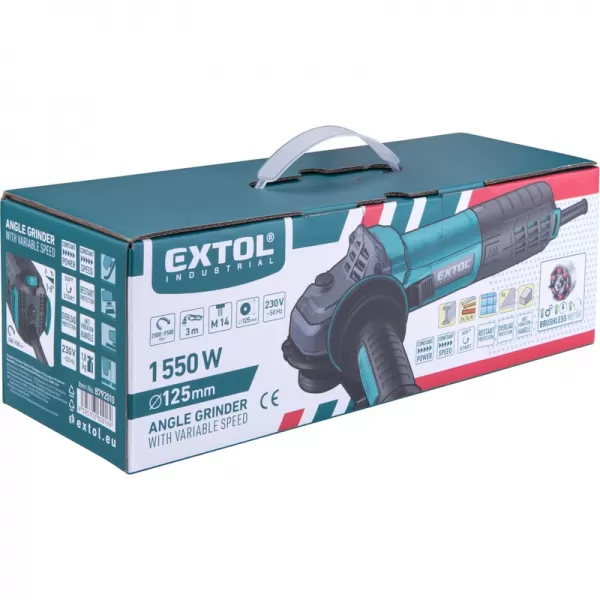 Bruska úhlová s regulací rychlosti 125mm BRUSHLESS 1550W Extol Industrial 8792010