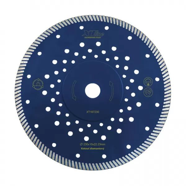 Kotouč diamantový řezný TURBO Fast Cut 230x2,8x10x22,2 mm XTline XT167230