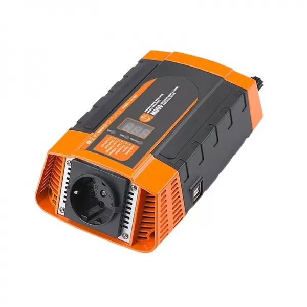 Napěťový měnič Carspa PID400-12, 12V/230V+USB 400W, modifikovaná sinus, digitální display, vhodný do auta