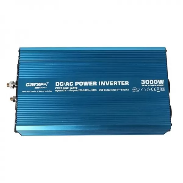 Menič napätia Carspa P3000U-122 12V, 230V+USB 3000W, čistá sínusoida