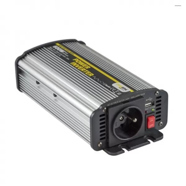 Napěťový měnič Carspa CAR600U-242 24V/230V+USB 600W, modifikovaná sinus
