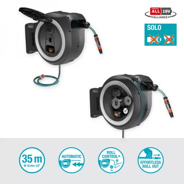 Aku nástěnný box na hadici PowerRoll XL 35 m, bílý - bez aku Gardena 18642-55