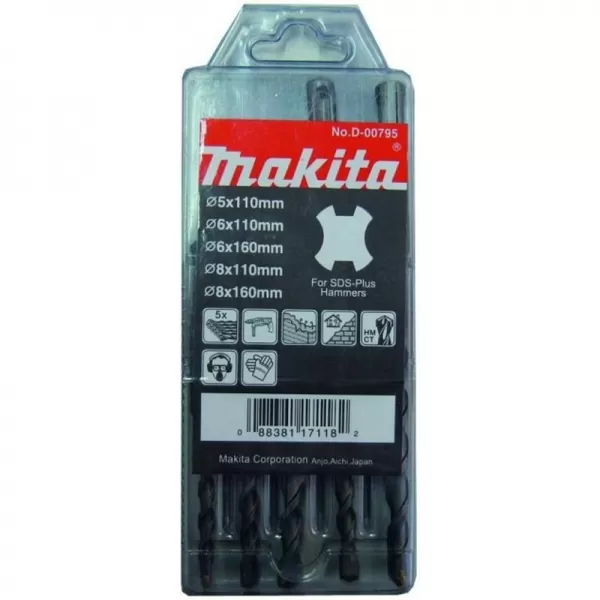 Sada vrtáků SDS-Plus 5 ks v plastové krabičce Makita D-00795