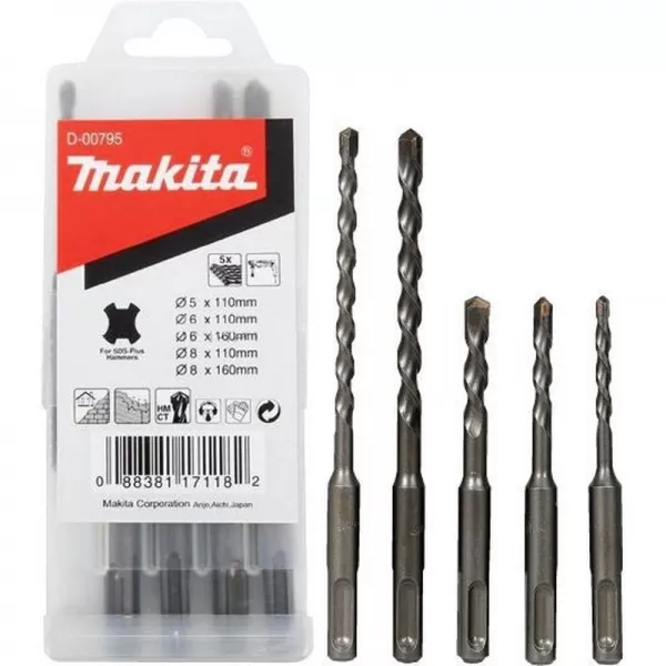 Sada vrtáků SDS-Plus 5 ks v plastové krabičce Makita D-00795