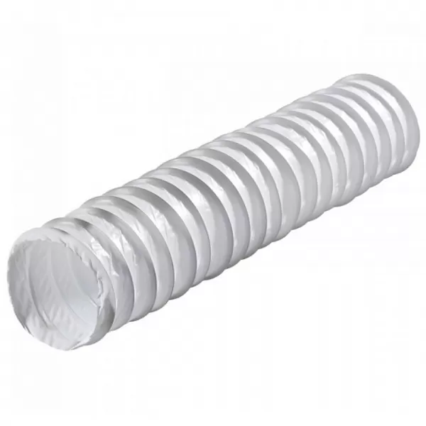 PVC ohebné potrubí z drátěného skeletu se samozhášecím bílým potahem 100mm, délka 1m DALAP AS-102/1