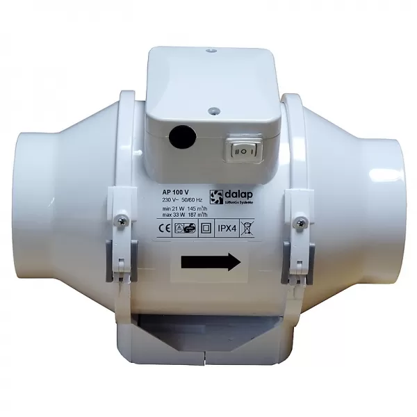 Výkonný plastový potrubný ventilátor 146mm DALAP AP 150
