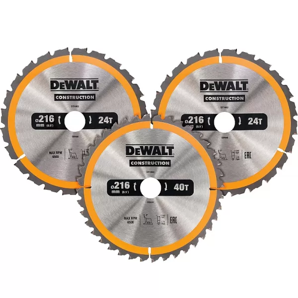 Sada 3ks pilových kotoučů 216x30mm (2xDT1952, 1xDT1953) DeWALT DT1962