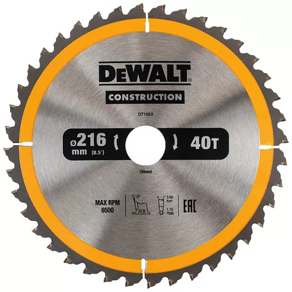 Pilový kotouč 216x30mm 40z ATB 5° DeWALT DT1953