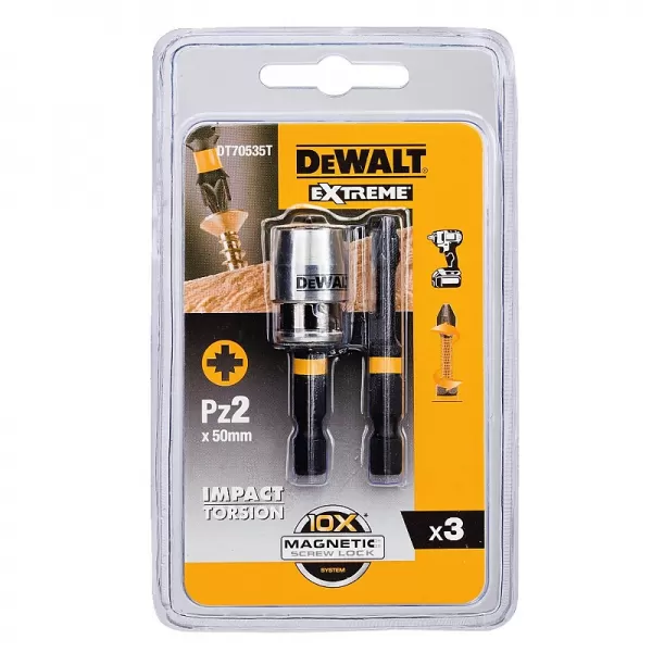Torsion bity 2xPz2 50mm + magnetický držák DeWALT DT70535T