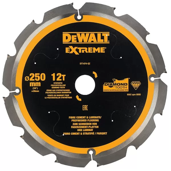 Pilový kotouč pro cementovláknité desky a laminát 250x30mm 12z DeWALT DT1474