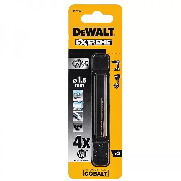 Vrták do kovu HSS-E COBALT 1,5x34mm (2ks) DeWALT DT4959