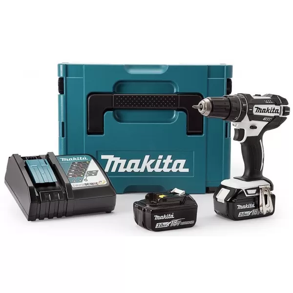Aku biely príklepový skrutkovač Li-ion LXT 18V/2x3,0 Ah, Makpac Makita DHP482RFWJ