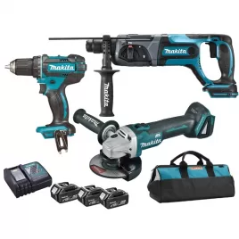 Aku sada 18V 5,0Ah nářadí DGA504 + DHR241 + DDF482 Makita DLX3078TX1
