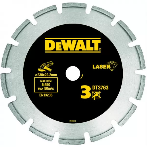 Dia kotouč Laser 3 na tvrdé materiály, žulu, vyztužený beton 230x22,2mm DeWALT DT3763