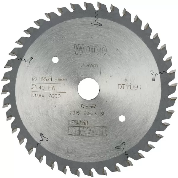 Pilový kotouč 165x20mm, 40 zubů pro aku pily DeWALT DT1091