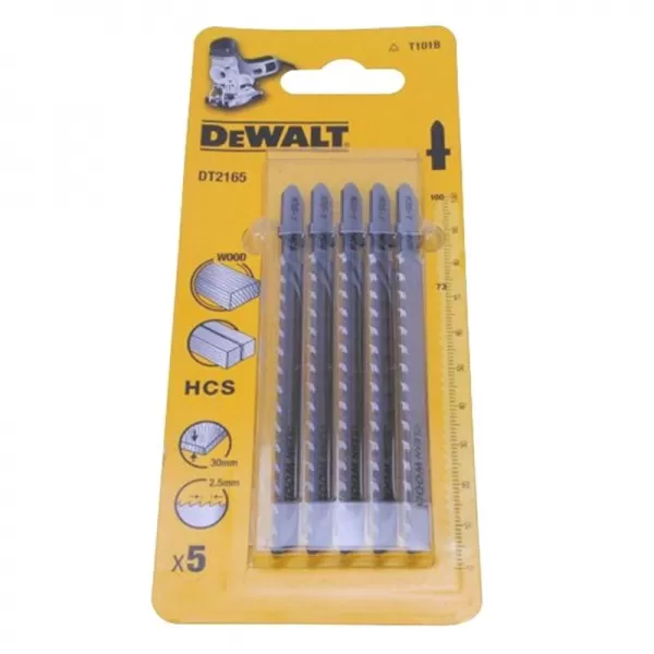 Pilový plátek na dřevo a plasty do 30mm přímý řez pro přímočaré pily 100mm 5ks DeWALT DT2165