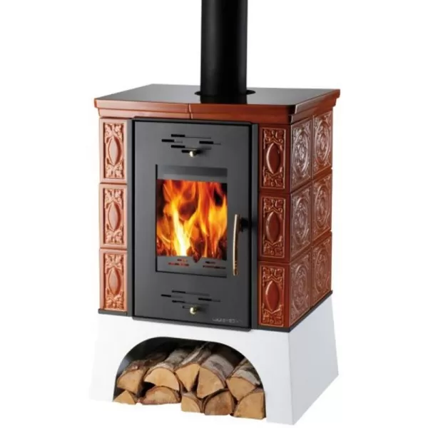 Kachlová kamna černá, karamel kachle Haas+Sohn EMPOLI