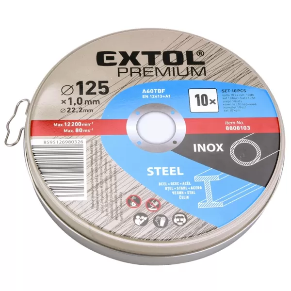 Kotouč řezný na ocel 10ks 125x1,0x22,2mm EXTOL PREMIUM 8808103