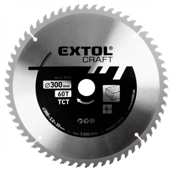 Kotouč pilový s SK plátky 300x2,0x30mm 60T EXTOL CRAFT 19116