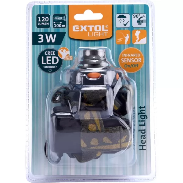 Čelovka 120lm CREE 3W XPE LED se senzorem EXTOL LIGHT 43104