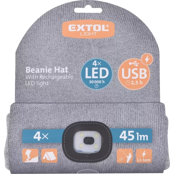 Čepice s čelovkou šedá EXTOL LIGHT 43195