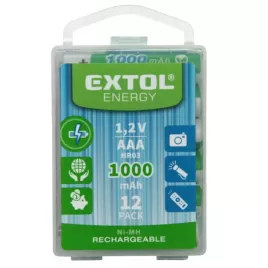 Nabíjecí baterie, 12ks, AAA (HR03), 1,2V, 1000mAh, NiMh, EXTOL ENERGY 42062