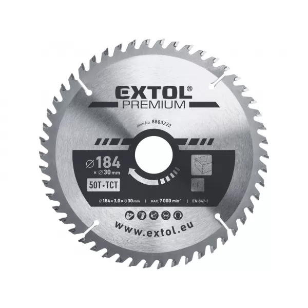 Kotouč pilový s SK plátky 184x3,0x30mm, 50T EXTOL PREMIUM 8803222