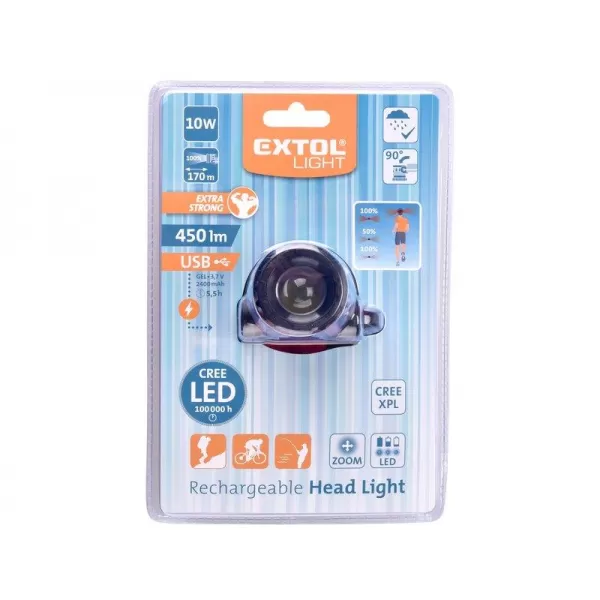 Čelovka 40lm nabíjateľná CREE XPL EXTOL LIGHT 43190