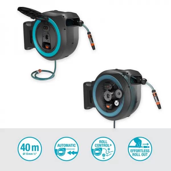 Aku nástěnný box na hadici PowerRoll XXL - 18V 1x2,5Ah, 40 m, tyrkysový Gardena 118645-20