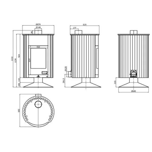 Krbová kamna MASTERFLAMME Grande II, hnědá - sametová Flamingo HSF41-016