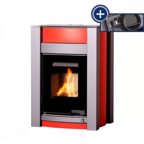 Krbové kachle AQUAFLAM VARIO KALMAR 11/5kW červené, elektronické ovládanie Flamingo HSF34-055