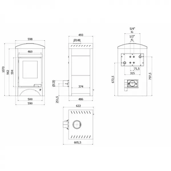 Krbová kamna AQUAFLAM VARIO BARMA 11/5kW dlažba Javor, elektronická regulace Flamingo HSF34-049