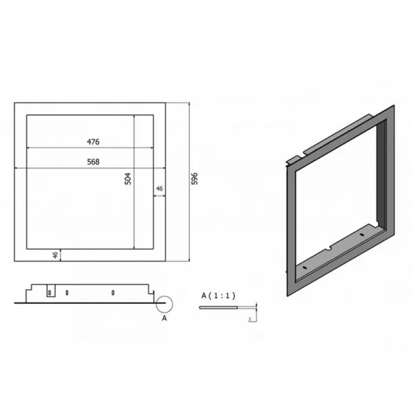 Krycí rámeček krbové vložky FLAMINGO S5, 46 mm, šedý Flamingo HSF45-088