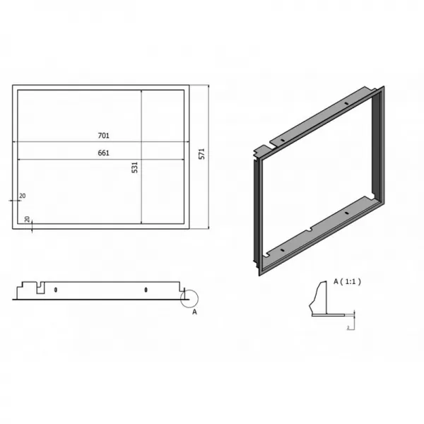 Krycí rámeček krbové vložky FLAMINGO M9, 20 mm, černý Flamingo HSF45-097