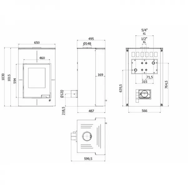 Krbové kachle AQUAFLAM VARIO SAPORO 11/5kW krémové, elektronické ovládanie Flamingo HSF34-082