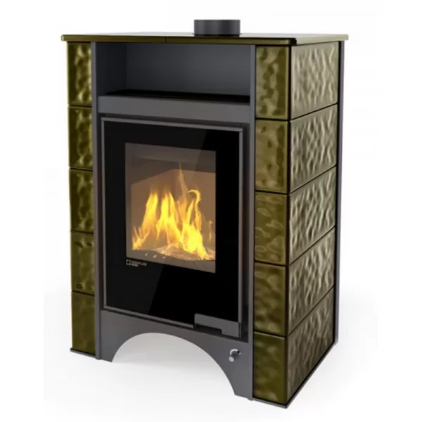 Kachlová kamna AQUAFLAM VARIO PERU 11/5kW, kachle zelená, elektronická regulace Flamingo HSF34-124