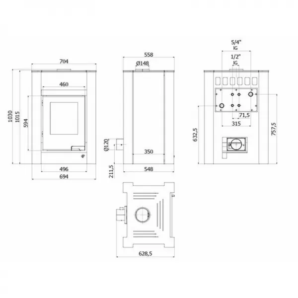 Krbová kamna AQUAFLAM VARIO LEND 11/7kW červená, elektronická regulace Flamingo HSF34-073