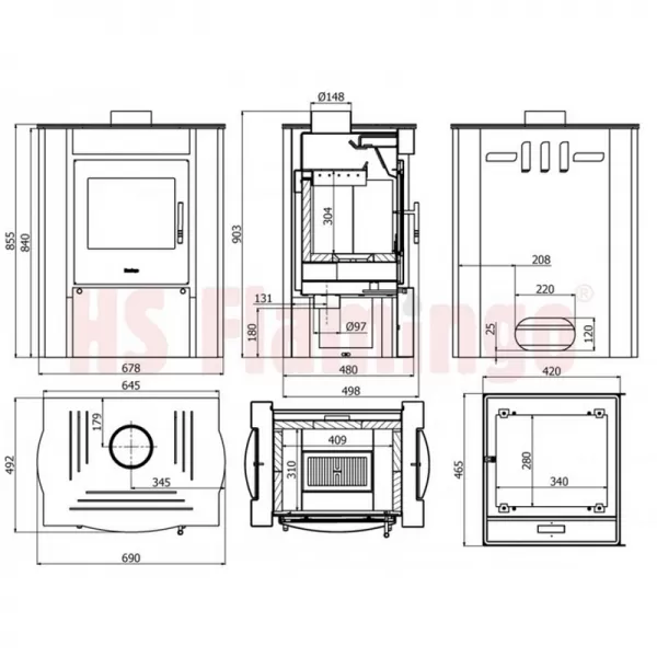 Krbová kamna FLAMINGO AMOS hnědá - sametová Flamingo HSF02-036