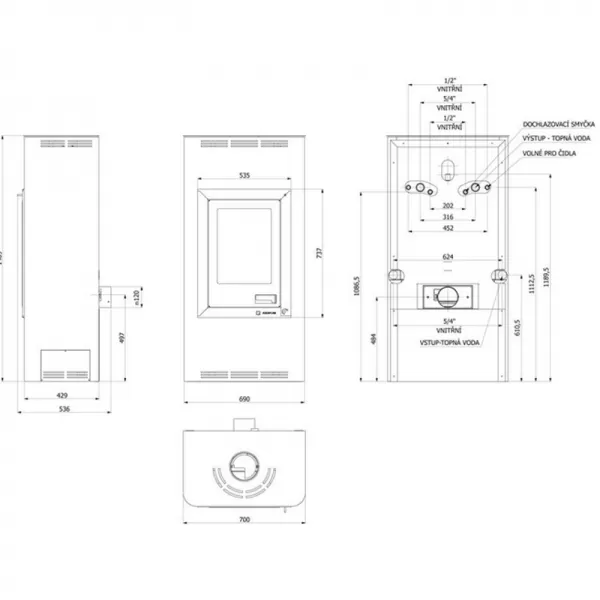 Krbová kamna AQUAFLAM 7 s výměníkem - černá, automatická regulace Flamingo HSF29-009
