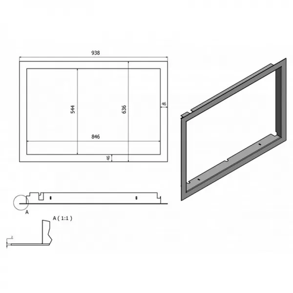 Krycí rámeček krbové vložky FLAMINGO X15, 46 mm, šedý Flamingo HSF45-092