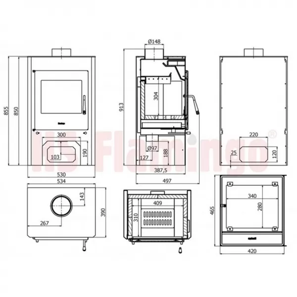 Krbová kamna FLAMINGO ESPO III červená Flamingo HSF02-076