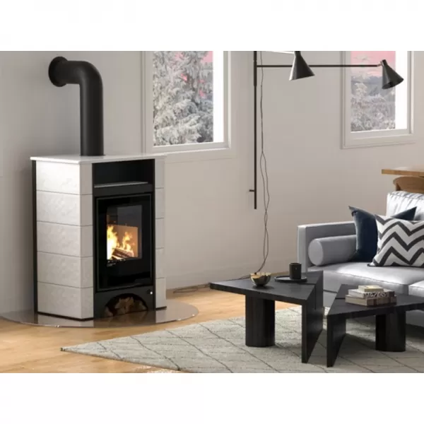 Kachlová kamna AQUAFLAM VARIO PERU 11/5kW, kachle bílá Flamingo HSF34-111